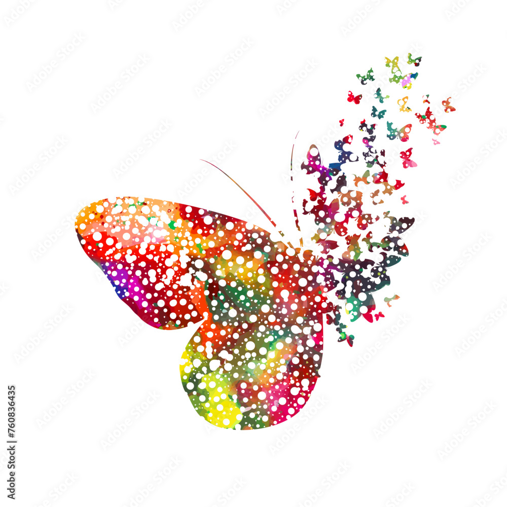 Beautiful colored abstract butterflies. hand drawing. Not AI. Vector illustration