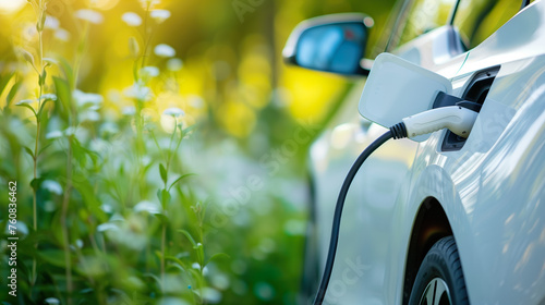 Electric car charging stations harness green energy from solar and wind power, enabling sustainable transportation while reducing carbon emissions © SpeedShutter