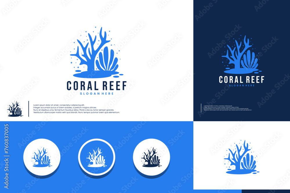 Naklejka premium underwater logo , ecosystem undersea , coral , logo design template.