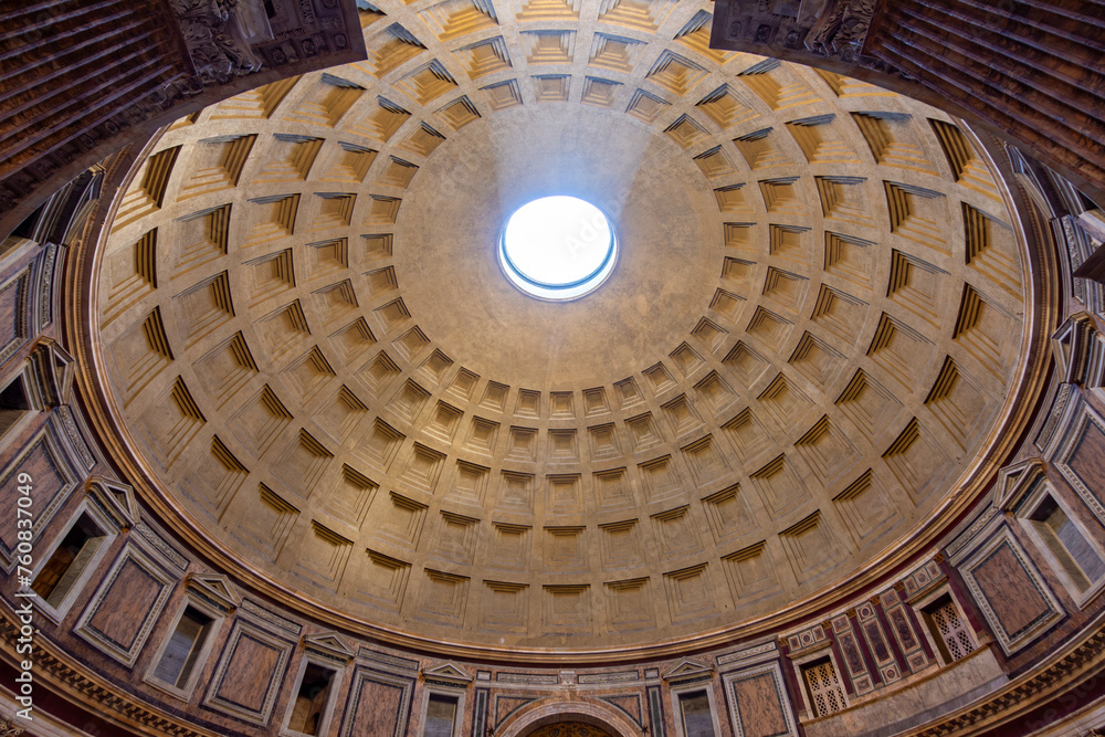 Round hole (oculus) in Pantheon dome, Rome, Italy