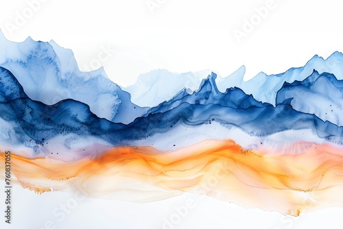 Alcohol ink blue texture. Fluid ink abstract background. blue abstract painting background. Generative ai