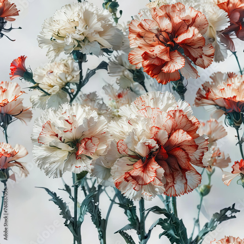 Detailed Realistic Botanical Carnation Flower on White Background Gen AI