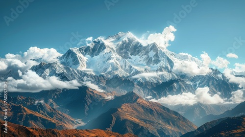 Majestic Mountain Range With Clouds