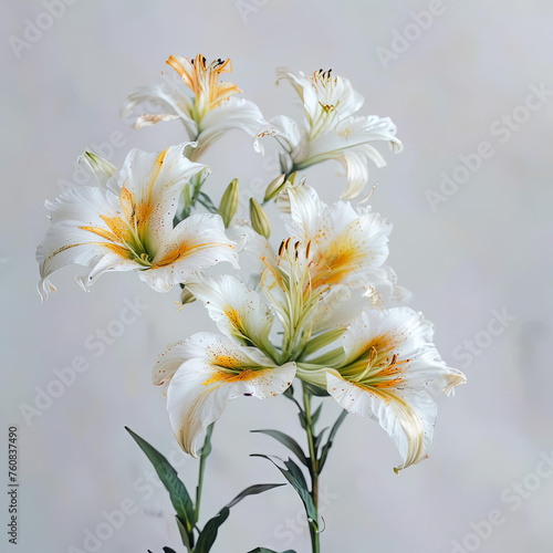 Vibrant Lily Flower with Metallic Accents on White Background Gen AI photo