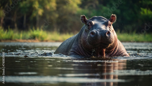 hippo with nature background © IOLA