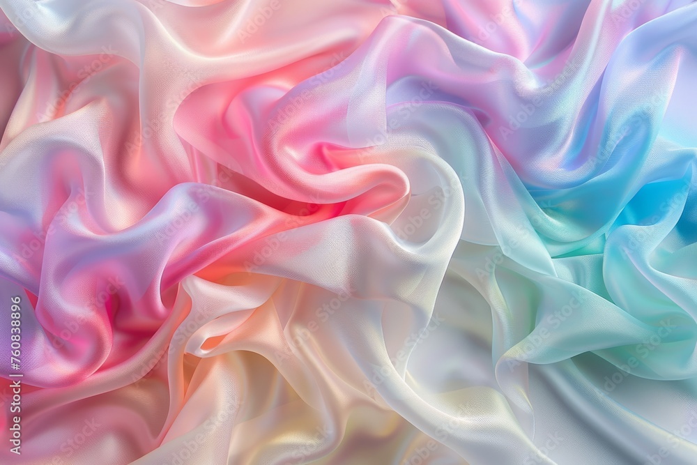 Pastel Rainbow Silk Background, Ruffle Banner, Folded Textile Waving Texture, Silk Waves Mockup Pastel Rainbow Silk Background, Ruffle Banner, Folded Textile Waving Texture, Silk Waves Mockup