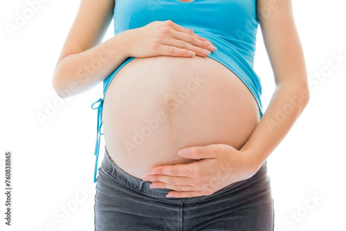 pregnant girl on a white background © Kostia