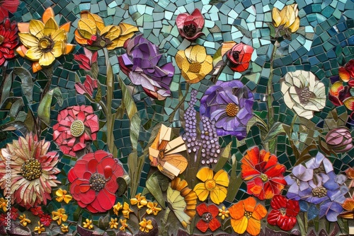 Flowers in the garden. Mosaic art. © Lubos Chlubny