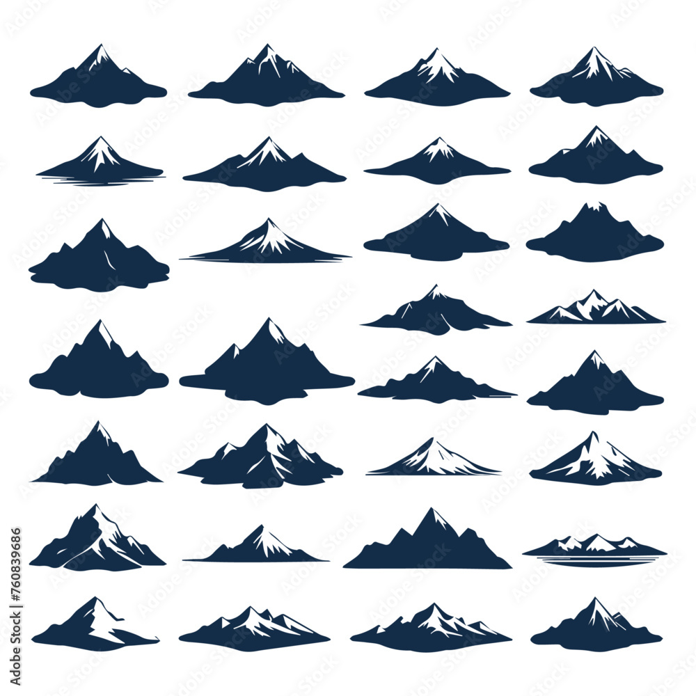 flat design mountain range silhouette collection - obrazy, fototapety, plakaty 