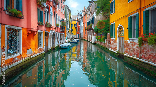 Beautiful canal with old medieval architecture in Venice, Italy. Famous travel destination © eva