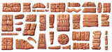 Abstract cuneiform stone plates. Isolated akkadian sumerian or assyrian writing on stones. Clay sheets with ancient scripts, vector cartoon set