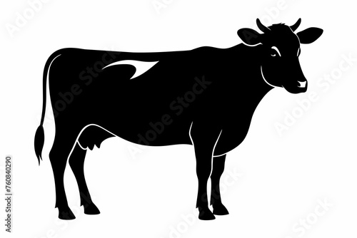 cow silhouette vector on white background.