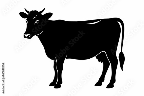 cow silhouette vector on white background.