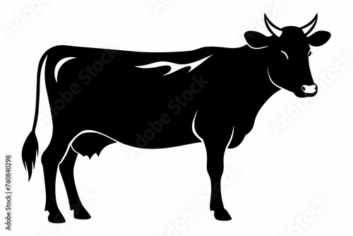 cow silhouette vector on white background.