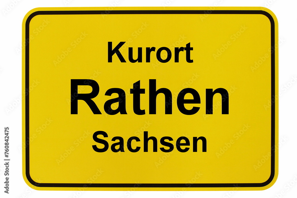 Illustration eines Ortsschildes des Kurortes Rathen in der Sächsischen Schweiz