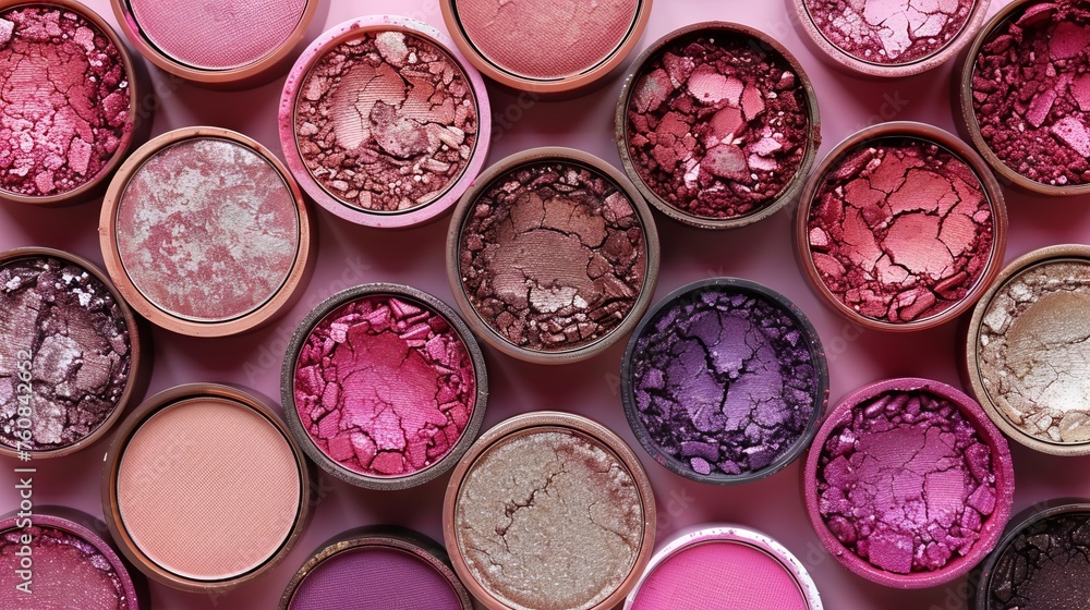 Collection of colorful scattered eye shadows and open round containers.
Concept: cosmetics and beauty in makeup, visage and fashion, as well as for product packaging design. Collection of colorful scattered eye shadows and open round containers.
Concept: cosmetics and beauty in makeup, visage and fashion, as well as for product packaging design.