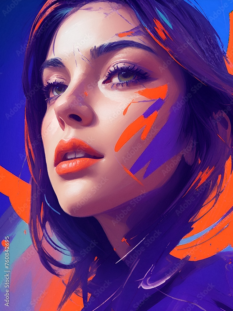 Beautiful woman illustration in Oil painting style Beautiful woman illustration in Oil painting style