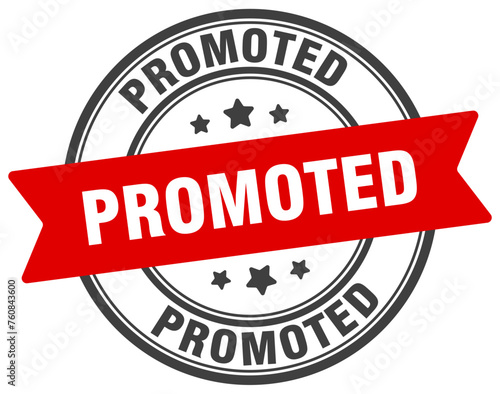 promoted stamp. promoted label on transparent background. round sign