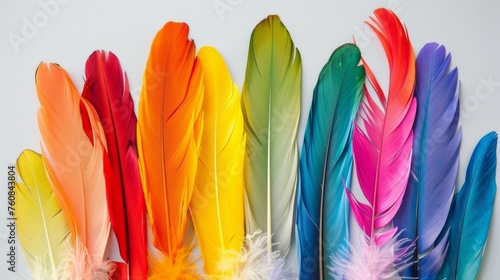 Colorful bird feathers arrangement