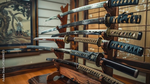 Fototapeta kuchenna Historic samurai swords collection