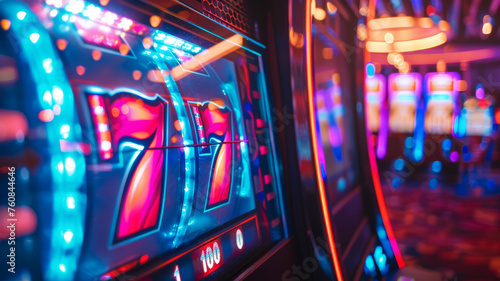 Slot machine display in a casino