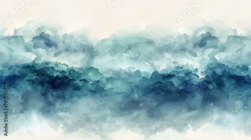 Blue and Green Smoke on a White Background