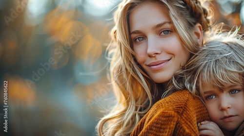 Woman Holding Small Child