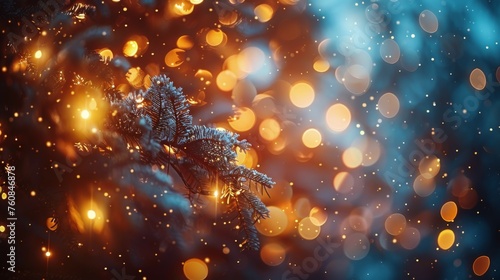 Close Up of a Christmas Tree With Background Lights