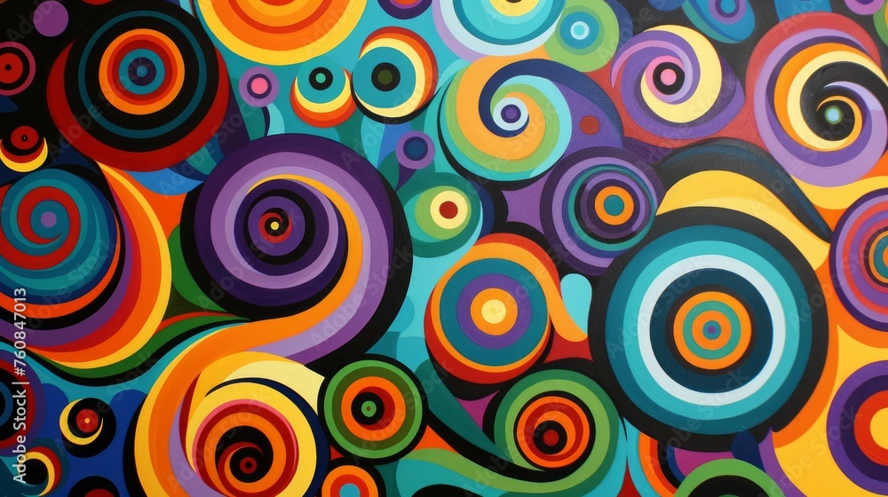 Hypnotic spirals in bold colors