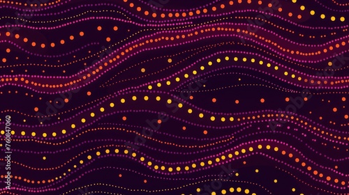 a purple background with orange dots and a wavy line of orange dots on a dark purple background with orange dots on a dark purple background.