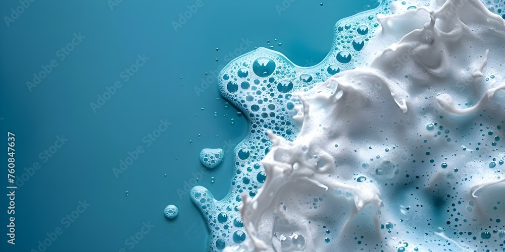 Foamy face cleanser sample close-up on vibrant blue backdrop. Concept Foamy Face Cleanser, Sample Close-up, Vibrant Blue Backdrop, Beauty Product Photography Foamy face cleanser sample close-up on vibrant blue backdrop. Concept Foamy Face Cleanser, Sample Close-up, Vibrant Blue Backdrop, Beauty Product Photography
