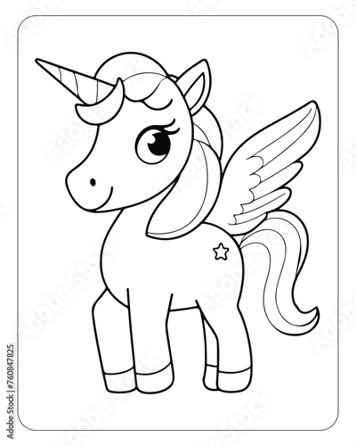 Cute Unicorn vector for kids coloring book pages  unicorn black and white vector