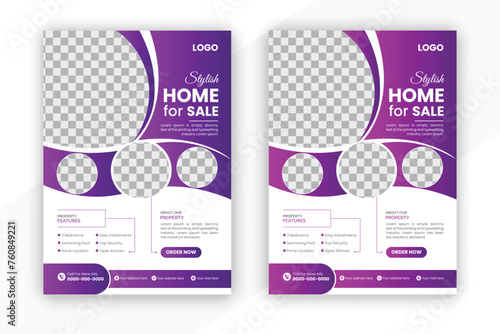 Creative corporate Real estate flyer template, Luxury home Flyer Template Geometric shape used for real estate poster layout,