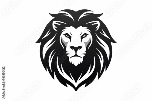 lion head logo silhouette vector on white background. © Rashed Rana