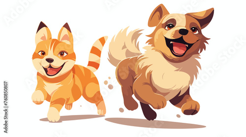 A playful cat and dog teaming up for a fun adventur