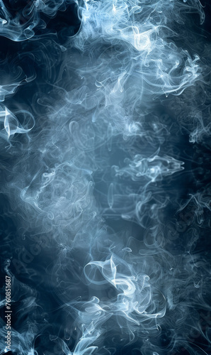 Swirling tendrils of blue smoke creating a ghostly, fluid pattern on a dark background.