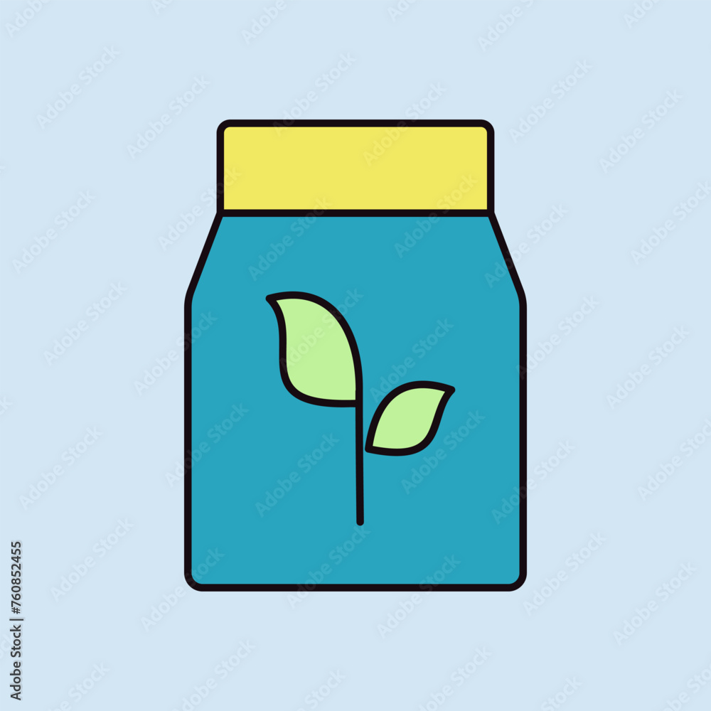 Fertilizer pack vector icon. Seed package sign Fertilizer pack vector icon. Seed package sign