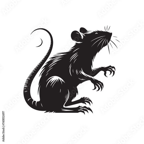 Dusk Dweller Rat Silhouette Collection, Classic Dusk Dweller Rat Silhouette Art,  Vintage Dusk Dweller Rat Silhouette Illustration, Black and White Dusk Dweller Rat Collection