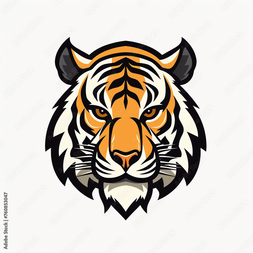 flat vector logo of a tiger isolated on white background 