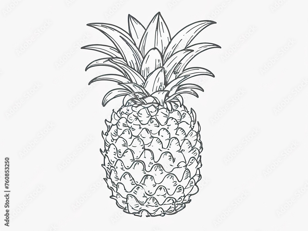 Hand drawn fresh pineapple vector illustration Hand drawn fresh pineapple vector illustration