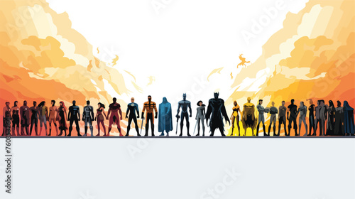 A superhero team facing off against an army of vill photo