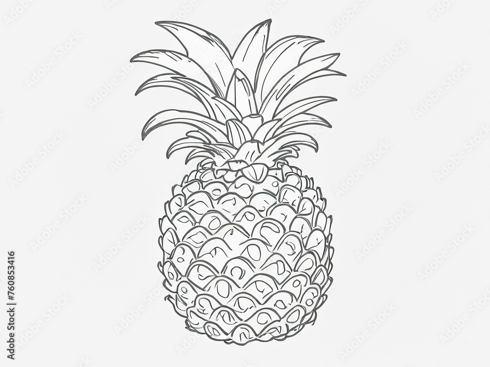 Hand drawn fresh pineapple vector illustration Hand drawn fresh pineapple vector illustration