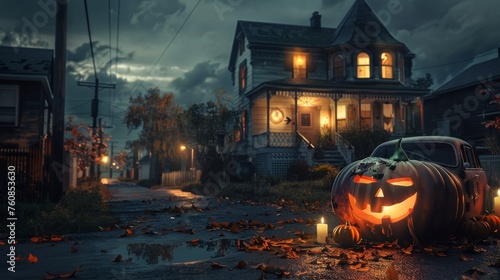 Halloween pumpkin burning atmosphere Magic holiday photo