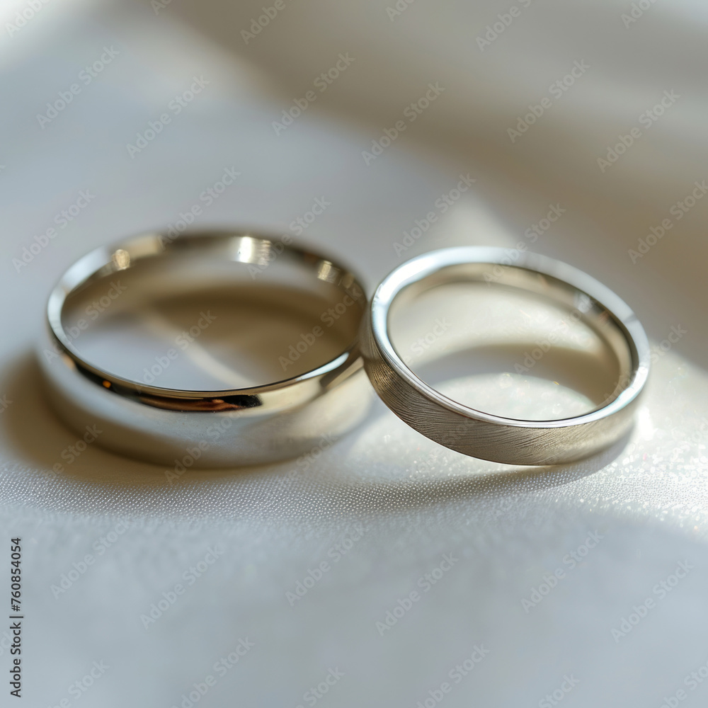 Close-up image capturing the beauty and symbolism of two wedding rings. Perfect for anniversary cards, marriage proposals, or bridal shower invitations Close-up image capturing the beauty and symbolism of two wedding rings. Perfect for anniversary cards, marriage proposals, or bridal shower invitations