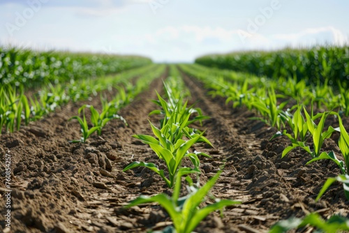 Scenic view of a sprawling crop field  ideal for agricultural presentations  farming advertisements  or rural landscape publications.