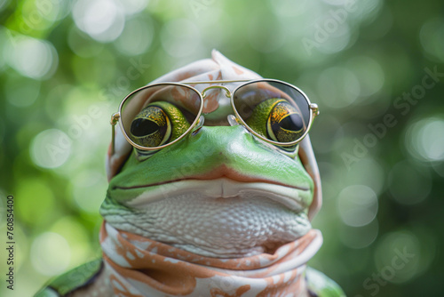 frog day Funny animal frog posing for photo wearing glasses photo animal world