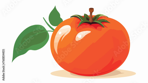 A vexed persimmon with its orange skin taut and ste