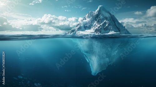 Iceberg floating in the middle of the ocean block of ice © Андрей Трубицын