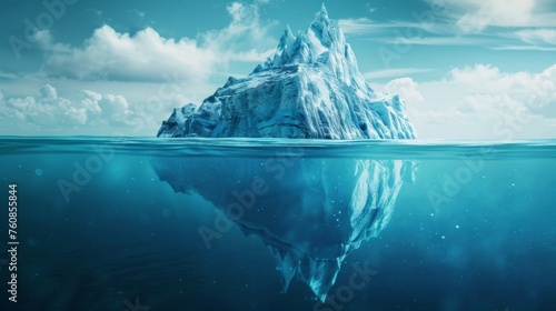 Iceberg floating in the middle of the ocean block of ice © Андрей Трубицын