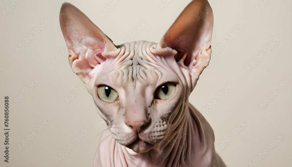 A Regal Sphynx Cat With Wrinkled Skin